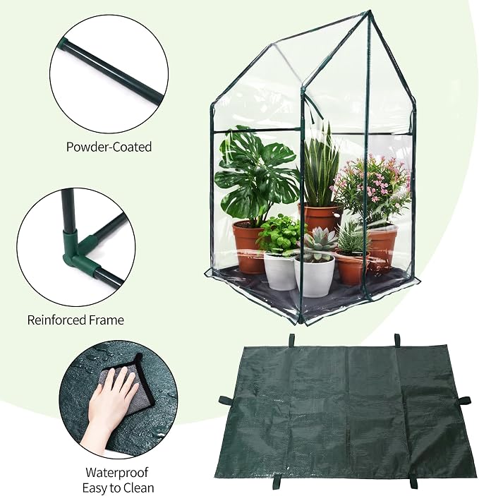PROWORX Mini Greenhouse 36"x36"x58.5" Plant Cover Tent Seed Starting Waterproof Floor Mat Small Plant Tent for Use on Patio Balcony Porch & Indoors/Outdoors