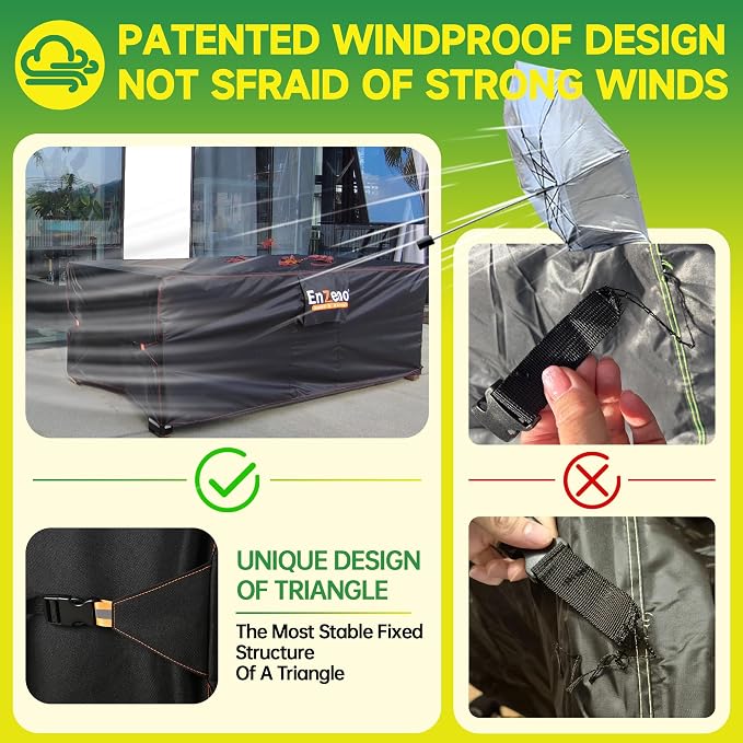 Enzeno Garden Furniture Cover Waterproof,59"L x 35"W x 29"H Garden Table Cover Rectangular,420D Heavy Duty Oxford Polyester Outdoor Patio Set Covers Windproof,Anti-UV for Chair and Table