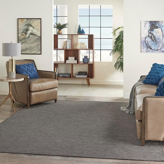 Nourison Home Positano Charcoal 9' x 12' Area Rug - Easy Clean, Non Shedding, Bed Room, Living Room, Dining Room, Kitchen (9' x 12')
