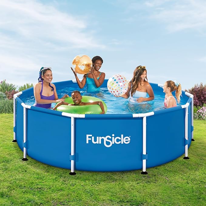 Funsicle Activity 10' x 30" Round Above Ground Swimming Pool, Includes FiltraBoost 400 GPH Filter Pump with AutoSkimmer, Type I Filter Cartridge & Repair Patch | Round Swimming Pool Includes FiltraBoost 400 GPH Filter Pump With AutoSkimmer, Type I Filt...