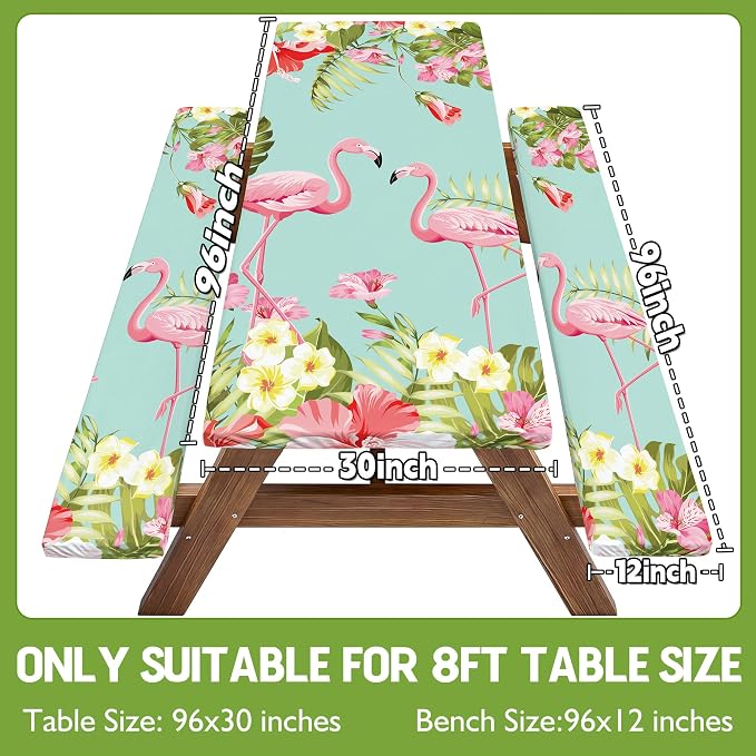 Picnic Table Cover with Bench Covers Tablecloth Glamping Essentials Travel Vacation Table Cloth Outdoor Cool Fun Unique Ideas Gifts for Camper Camping Lovers RV Owner Family Couple Women Female Mom