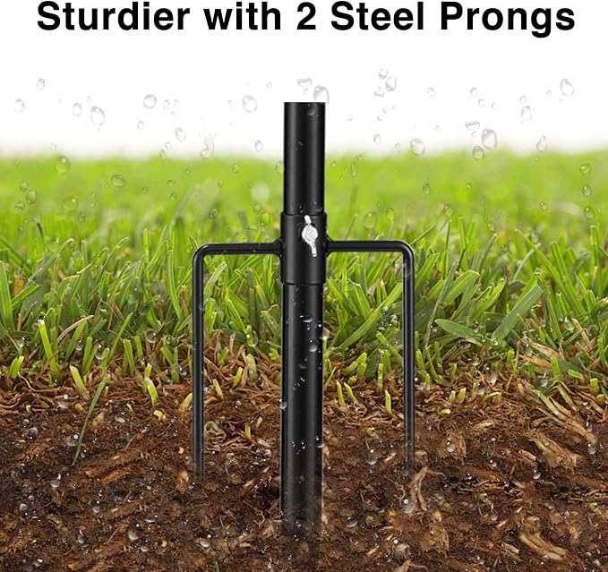 Black Flag Poles for Outside - 8.5FT Metal Outdoor Yard Flag Pole Holder with 2 Prongs Base - 3x5FT American Flag with Pole