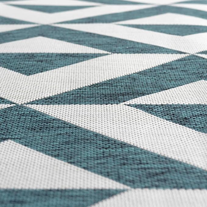 Unique Loom Outdoor Collection Area Rug - Napa (2' 2' x 3' 1' Rectangle, Teal/ Ivory)