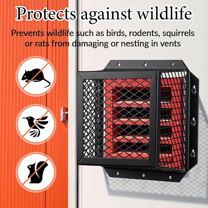 Pasimy 1 Pcs 7" L x 7" W x 5" H Black Stainless Steel Vent Guard, Outside Dryer Vent Cover, Bird & Rodent Proof Exhaust Guard Hood Cover for Bathroom Kitchen Outdoor