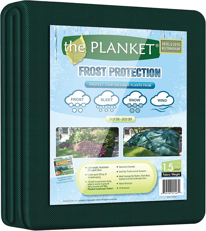 the Planket 11200 10 x 20 ft Frost Protection Plant Cover, Rectangular, Dark green