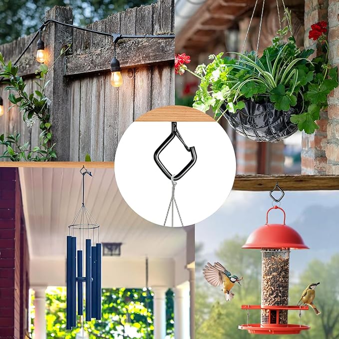 60 Pcs Black Eye Hooks Screw Heavy Duty,Ceiling Hooks for Hanging Plants,String Lights,Cup,Wind Chime,Bird Feeders. Plant Hanger Indoor&Outdoor
