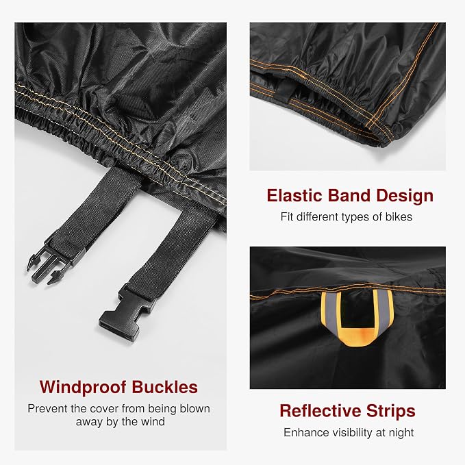 Puroma Bike Cover for 1/2/3 Bikes, 210D Waterproof Outdoor Storage Bicycle Covers Rain Sun UV Dust Wind Proof with Lock Hole for Mountain Road Electric Bike