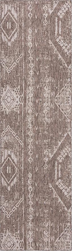 Unique Loom Outdoor Bohemian Collection Area Rug - Anthro (3' 3" x 12' Runner, Brown/ Ivory)