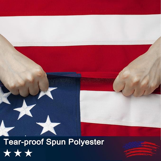 American Flag 8x12 FT for Outside - TearProof & Fade-Resistant USA Flag | UV & Weather-Resistant Spun Polyester US Flag with Embroidered Stars & Brass Grommets, Perfect for High Winds & 4th of July