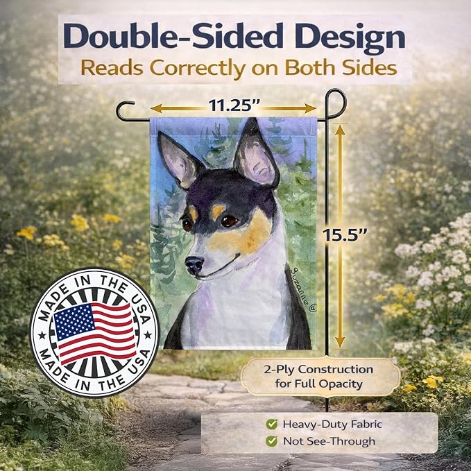 Caroline's Treasures SS8927GF Rat Terrier Garden Flag Mailbox Flag Decorative Yard Flag Banner Outside Patio Artwork Yard Flower Beds, Garden Size, Multicolor