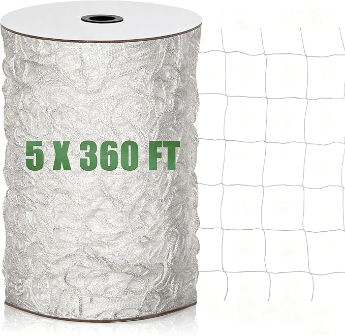 Nylon Trellis Netting Roll 5 x 360 ft, Oltara Heavy Duty Garden Netting with 6 Inch Soft Mesh, Plant Support Mesh for Climbing Plants, Vegetables, Fruits, Cucumbers, Peas, Tomatoes