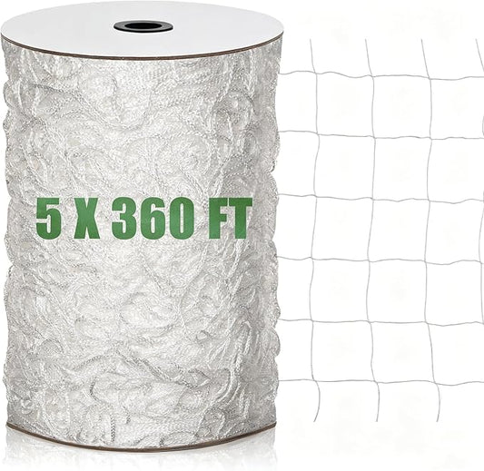 Nylon Trellis Netting Roll 5 x 360 ft, Oltara Heavy Duty Garden Netting with 6 Inch Soft Mesh, Plant Support Mesh for Climbing Plants, Vegetables, Fruits, Cucumbers, Peas, Tomatoes