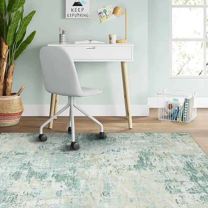 ROYHOME Modern Abstract 2x3 Area Rug Non Slip Non Shedding,Green | Low Pile Stain Resistant Rug for Entryway Kitchen Bedroom