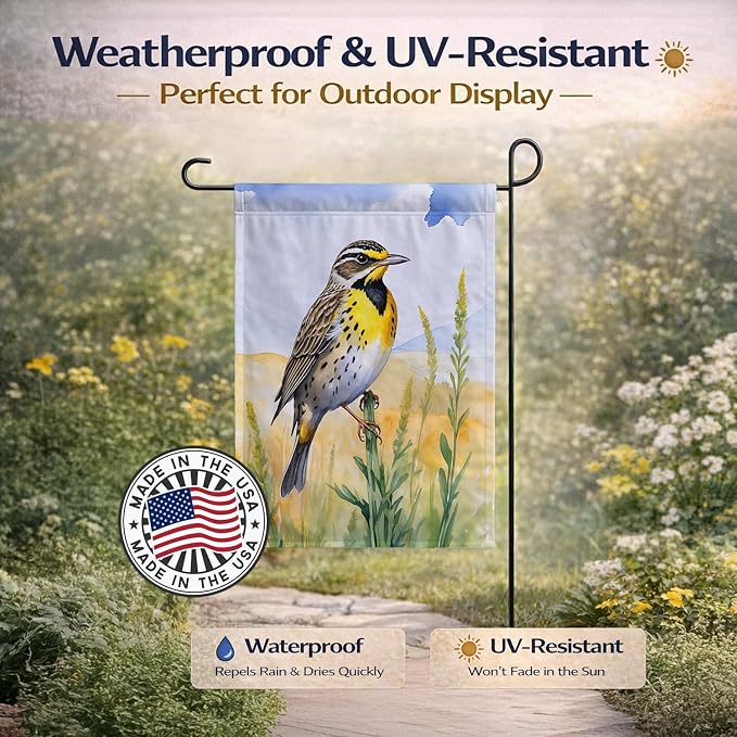 Caroline's Treasures Nebraska Western Meadowlark Garden Flag Mailbox Flag Decorative Yard Flag Banner Outside Patio Artwork Yard Flower Beds, Garden Size, Multicolor