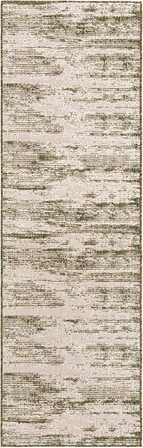 Unique Loom Outdoor Modern Collection Area Rug - Cartago (2' 11" x 10' Runner, Green/ Ivory)