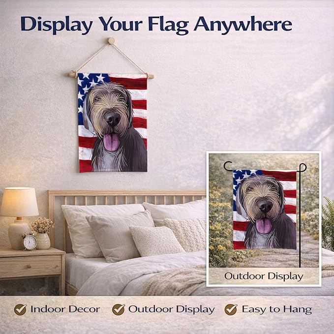 Caroline's Treasures CK6712GF Slovak Rough-haired Pointer American Flag Garden Flag Mailbox Flag Decorative Yard Flag Banner Outside Patio Artwork Yard Flower Beds, Garden Size, Multicolor