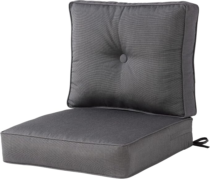 Outdoor 2-Piece Sunbrella Premium Deep Seat Cushion Set, Canvas Coal
