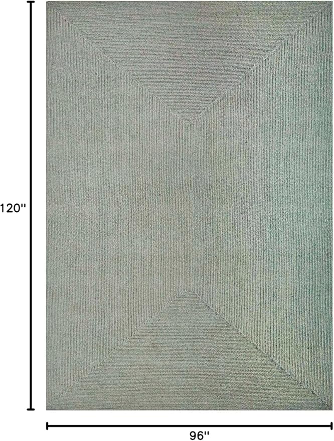Superior Indoor Outdoor Area Rug, Handwoven Reversible Braided Home Decor for Living Room, Kitchen, Dining Room Floors, Patio, Front Porch, Deck, Modern, Boho, Farmhouse Style, 8' x 10', Fog Green