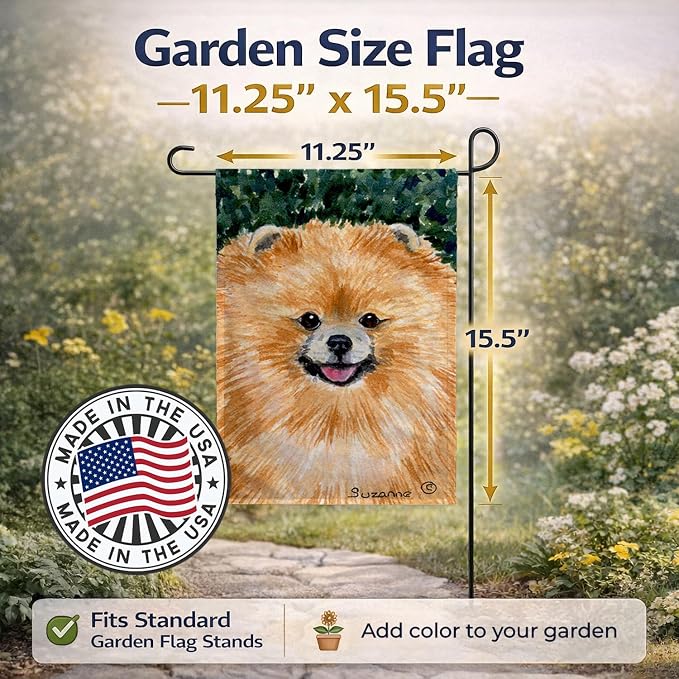 Caroline's Treasures SS8725GF Pomeranian Garden Flag Mailbox Flag Decorative Yard Flag Banner Outside Patio Artwork Yard Flower Beds, Garden Size, Multicolor