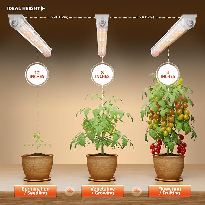 Spider Farmer T5 LED Grow Lights for Indoor Plants,1FT Full Spectrum Plant Light Strips,3000K+5000K+660nm,40W (4x10W),IP65 Waterproof,Linkable Grow Light Bars for Seed Starting,Hydroponics,4-Pack