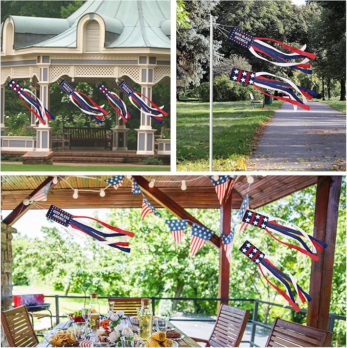 62 Inch Windsock Flag,4th of July Decorations Patriotic Windsock for Patriotic Events Memorial Day Flag Independence Veterans Labor Armed Forces Decor Hanging Decor for Yard Indoor Outdoor