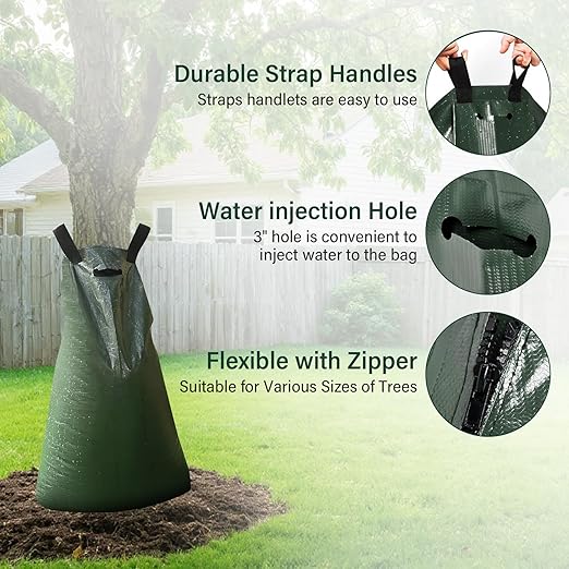 Tree Watering Bags 20 Pack, 20 Gallon Slow Release Gator Bags for Trees, Durable PVC Tree Drip Irrigation Bags with Heavy Duty Zipper, Deep Root Targeting