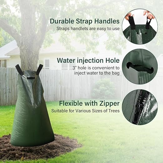 Tree Watering Bags 10 Pack, 20 Gallon Slow Release Gator Bags for Trees, Durable PVC Tree Drip Irrigation Bags with Heavy Duty Zipper, Deep Root Targeting