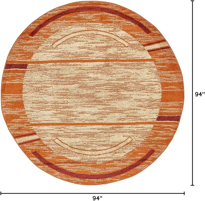 Unique Loom Autumn Collection Modern Contemporary Casual Abstract Area Rug (Beige/ Terracotta Rustic, 8 ft 0 x 8 ft 0 Round)