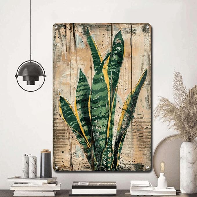 Metal Sign Tin Sign Vintage Wall Art Enduring Snake Plant Tin Sign for Vintage Paintings Rustic Charm and Long Lasting Decor Funny Bathroom Wall Decor for Home Decor 12×16 Inches