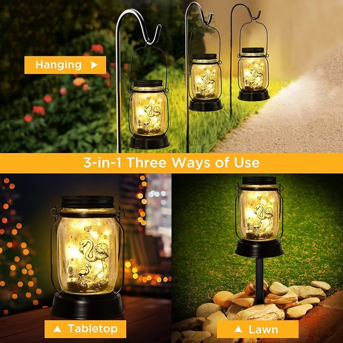 kyoryuger Flamingo Gifts for Women/Men Flamingo Lovers Solar Lantern Mom Birthday, Mothers Day, Solar Garden Decoration Outside for Yard, Patio,Backyard,Porch, Torches