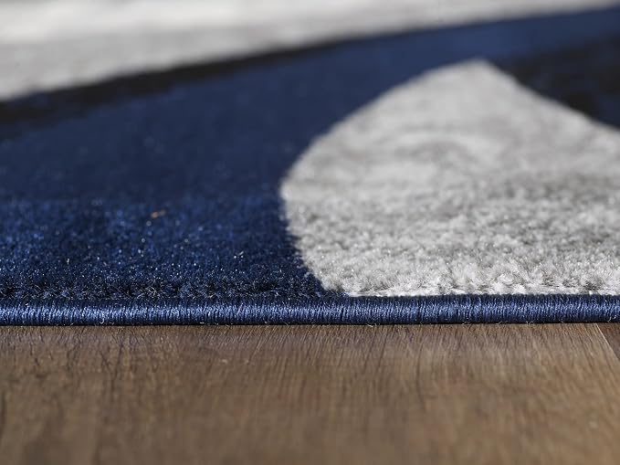 Yafa Home Fashion Modern Contemporary Swirls Design Area Rug, Luxurious, Elegant, and Fashionable Area Rug (Navy, 4 ft X 5 ft)
