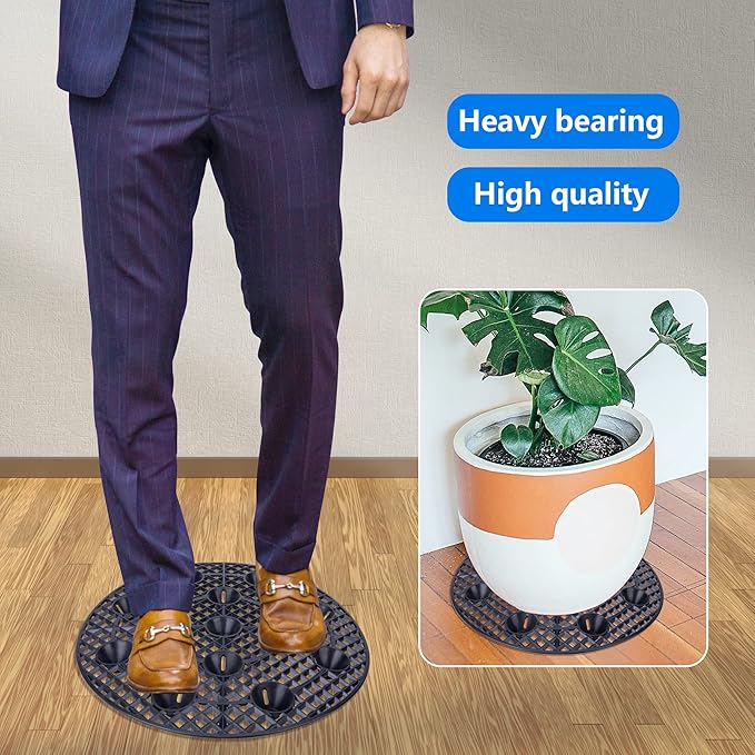6Pack Large 15" Plant Level Pot Elevator, Heavy Duty Plant Stands, Plant Pot Saucer for Prevent Rot and Damage on Patio & Deck (40cm-6pcs, Black)