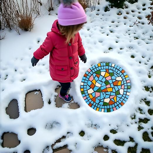 Garden Decoration - Mosaic Stepping Stone - Patio Decoration Stone 12 Inch (1, Blue, Medium)
