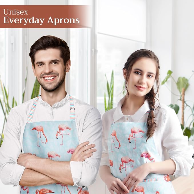 Maison d' Hermine Aprons for women with Pocket 100% Cotton (27.50"x31.50") | Adjustable Neck Strap & long ties Apron Men Chef Wedding Cooking Gardening Server Maid