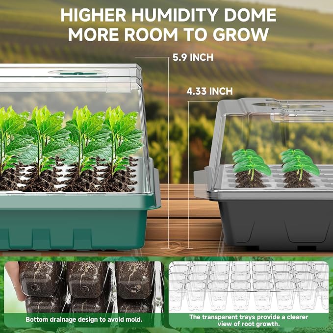 Seed Starter Trays with Grow Lights, Grow Lights for Seed Starting Kit, Timming Set, Indoor Plant Growing Kit for Gardeners, Germination Trays Kits, Gardening Gifts for Women, Mom Gifts (60 Cells)