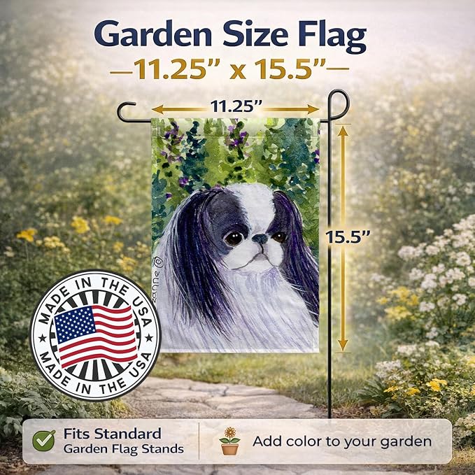 Caroline's Treasures SS8730GF Japanese Chin Garden Flag Mailbox Flag Decorative Yard Flag Banner Outside Patio Artwork Yard Flower Beds, Garden Size, Multicolor