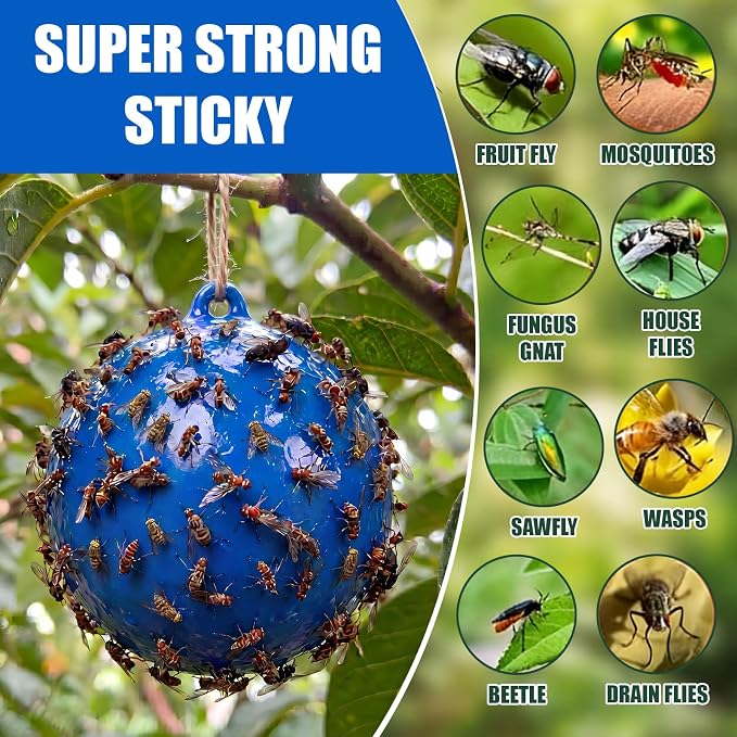 6 Pack Inflatable Fly Trap Balls 18inch Sticky Catcher for Black Yellow Greenhead Flies Outdoor Insect Control for Barn Stable Garden Greenhouse (Glue Not Included) (Deer Fly Ball Trap)