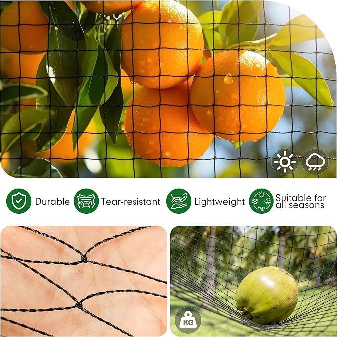 50 x 100 ft Bird Netting for Chicken coop 2.4" Mesh Poultry Netting, Protects Garden, Fruit Trees & Poultry from Birds & Small Animals