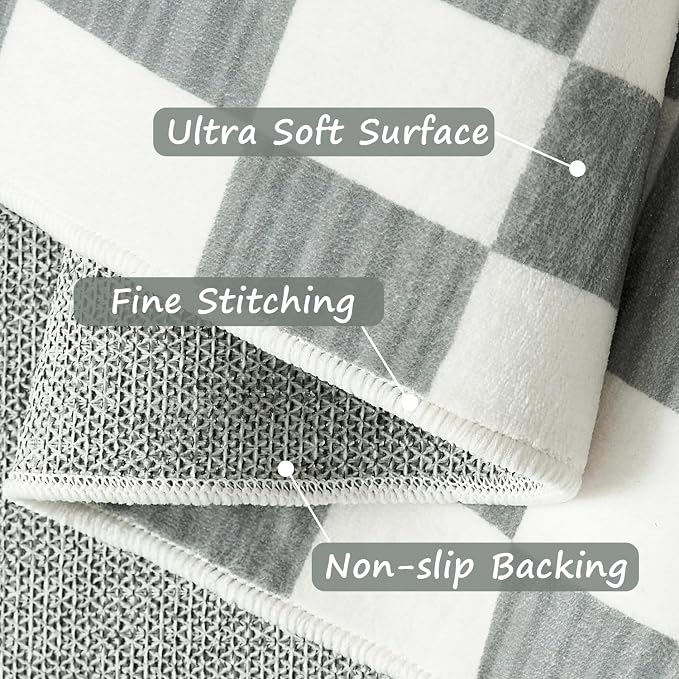 jinchan 2x6 Runner Rug Modern Checkered Geometric Lattice Hallway Rug, Grey | Soft, Non-Slip, Floor Carpet, Kid-Friendly, Kitchen, Nursery, Bedroom, Laundry Room, Entryway, Bathroom, Kids Room