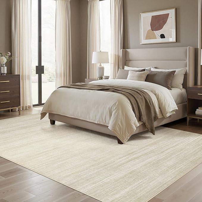 UERMEI 6x9 Washable Area Rug - Neutral Modern Abstract Living Room Rugs, Non-Slip Soft Large Indoor Floor Carpet for Bedroom Home Office & Under Dining Table Decor, Brown/Beige