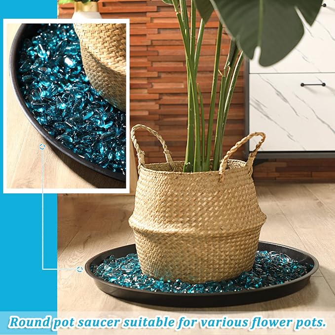 Eccliy 10 Packs 23 Inch Plastic Large Plant Saucers Heavy Duty Planter Trays Jumbo Flower Pot Saucers Plastic Water Trays for Indoors and Outdoors
