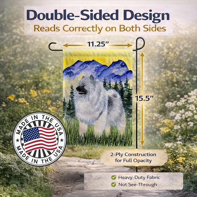 Caroline's Treasures SS8323GF Keeshond Garden Flag Mailbox Flag Decorative Yard Flag Banner Outside Patio Artwork Yard Flower Beds, Garden Size, Multicolor
