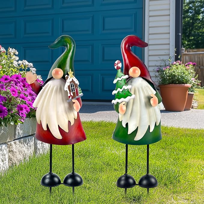 Outdoor Christmas Decorations Gnomes Decorative Garden Stakes, Unique Thanksgiving Gifts for Outside Garden Decor Yard Lawn Porch Party-18 Inch