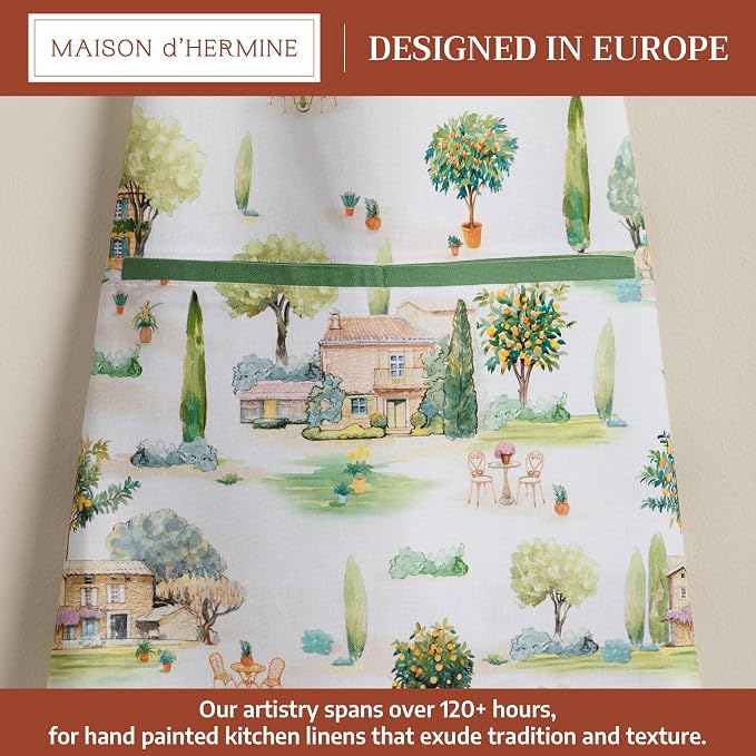 Maison d' Hermine Aprons for women with Pocket 100% Cotton (27.50"x31.50") | Adjustable Neck Strap & long ties Apron Men Chef Wedding Cooking Gardening Server Maid