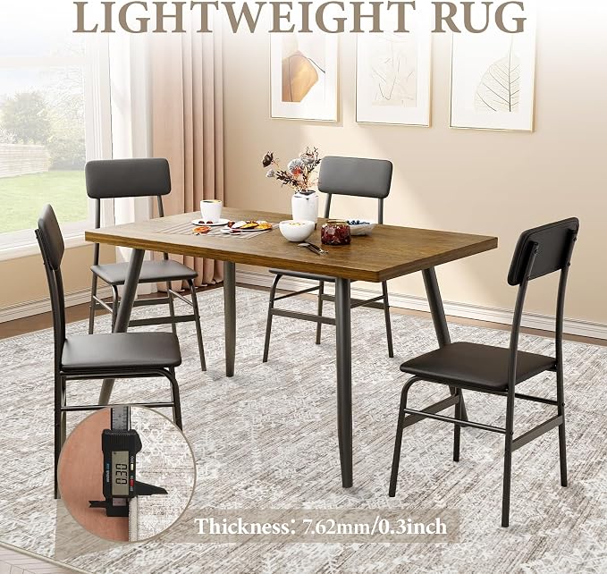 Area Rug for Living Room 6x9: Large Washable Boho Moroccan Rugs Geometric Neutral Rug, Non-Slip Foldable Morden Farmhouse Indoor Floor Carpet for Bedroom Dining Table Home(Ivory Mocha,6'x9')