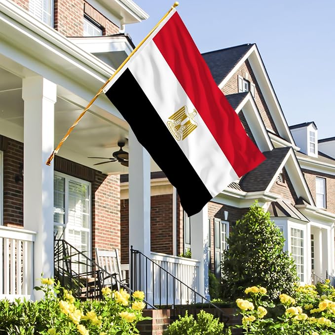 Ahfulife Egypt Flag 3x5 Ft, 2 Pcs Large Egyptian National Flags for Outdoor Indoor, Double Sided with Brass Eyelets for World Cup, Party, Garden, Bar, Street Decor