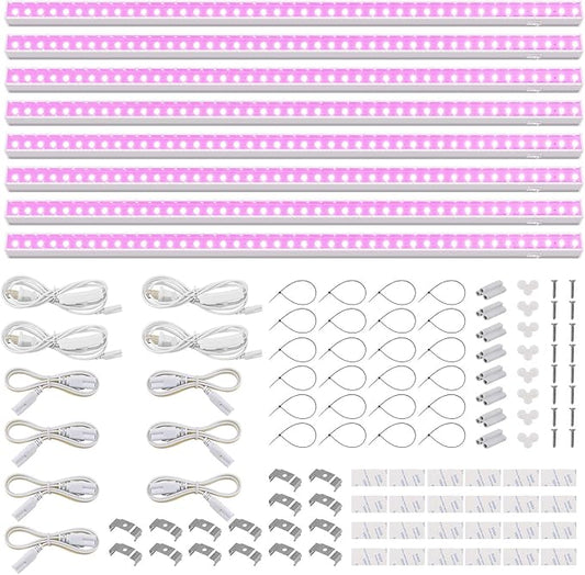 Barrina T5 Grow Lights for Indoor Plants, Full Spectrum, 4ft 160W (8 x 20W), LED Grow Light Strip for Seed Starting, Greenhouse, Plug and Play, 8-Pack