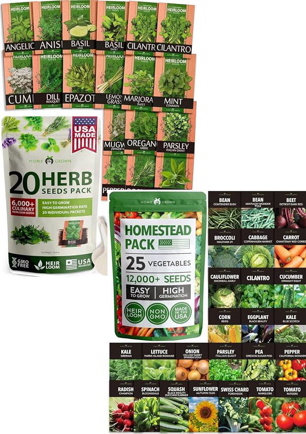 HOME GROWN 20 Culinary Herb Seed Vault & HOME GROWN Heirloom Vegetable Seeds