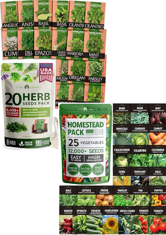 HOME GROWN 20 Culinary Herb Seed Vault & HOME GROWN Heirloom Vegetable Seeds