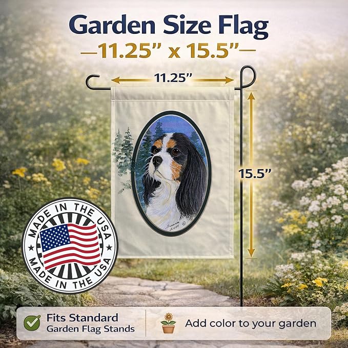 Caroline's Treasures SS8036GF Cavalier Spaniel Garden Flag Mailbox Flag Decorative Yard Flag Banner Outside Patio Artwork Yard Flower Beds, Garden Size, Multicolor